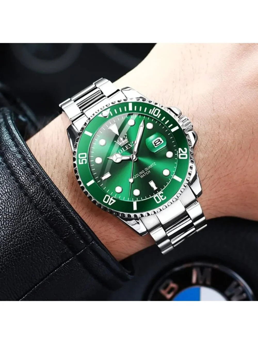 Luxury Men's Waterproof Quartz Watch - Big Stainless Steel Analog Timepiece